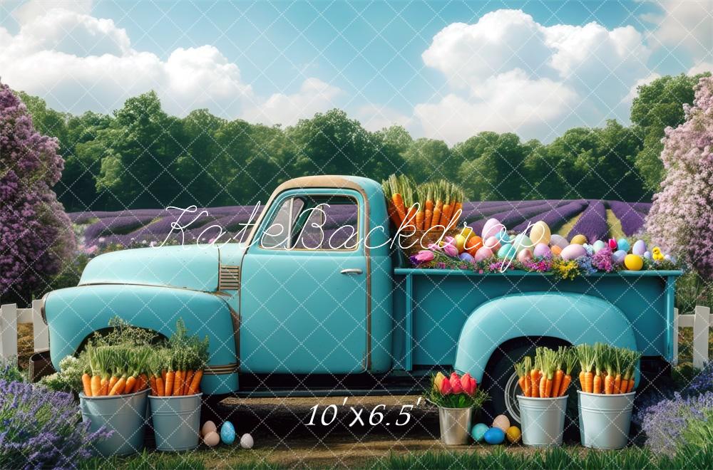 Kate Ostern Oldtimer Lavendel Feld Hintergrund Entworfen von Mini MakeBelieve - Kate Backdrop.de