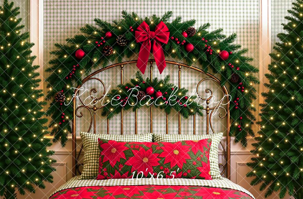 Kate Weihnachten Tannenzweig Bogen Rotgrün Hintergrund Entworfen von Mini MakeBelieve - Kate Backdrop.de
