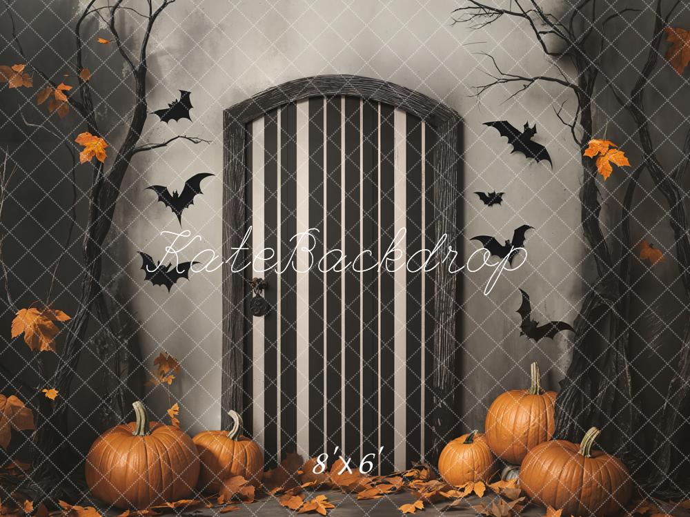 Kate Halloween Kürbisse Tür Fledermäuse Fleece Hintergrund Entworfen von Emetselch