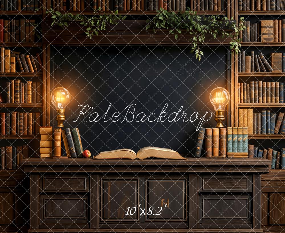 Kate Bibliothek Bücherregal Lampen Vintage Hintergrund Entworfen von Emetselch - Kate Backdrop.de
