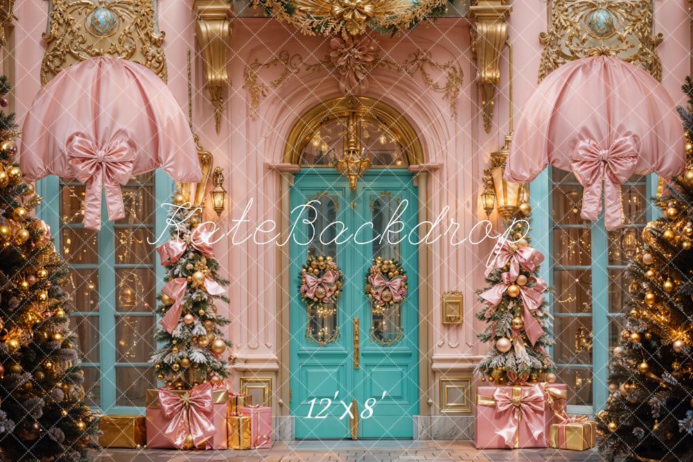 Kate Weihnachten Tür Geschenkboxen Rosa Fleece Hintergrund Entworfen von Emetselch - Kate Backdrop.de