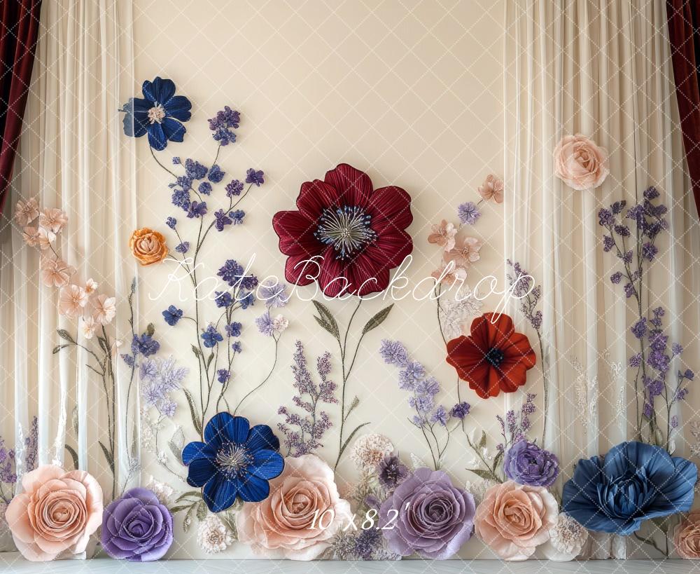 Kate Blume Vorhang Papierblumen Elegant Hintergrund Entworfen von Mini MakeBelieve - Kate Backdrop.de