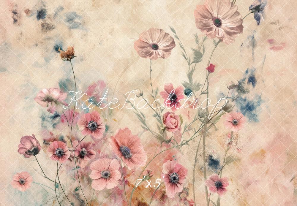 Kate Blumen Feld Aquarell Pastell Hintergrund Entworfen von Kerry Anderson - Kate Backdrop.de
