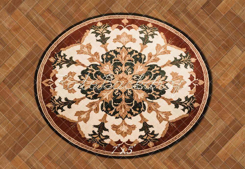 Kate Teppich Ornament Holzoptik Braun Hintergrund Entworfen von Kate Image