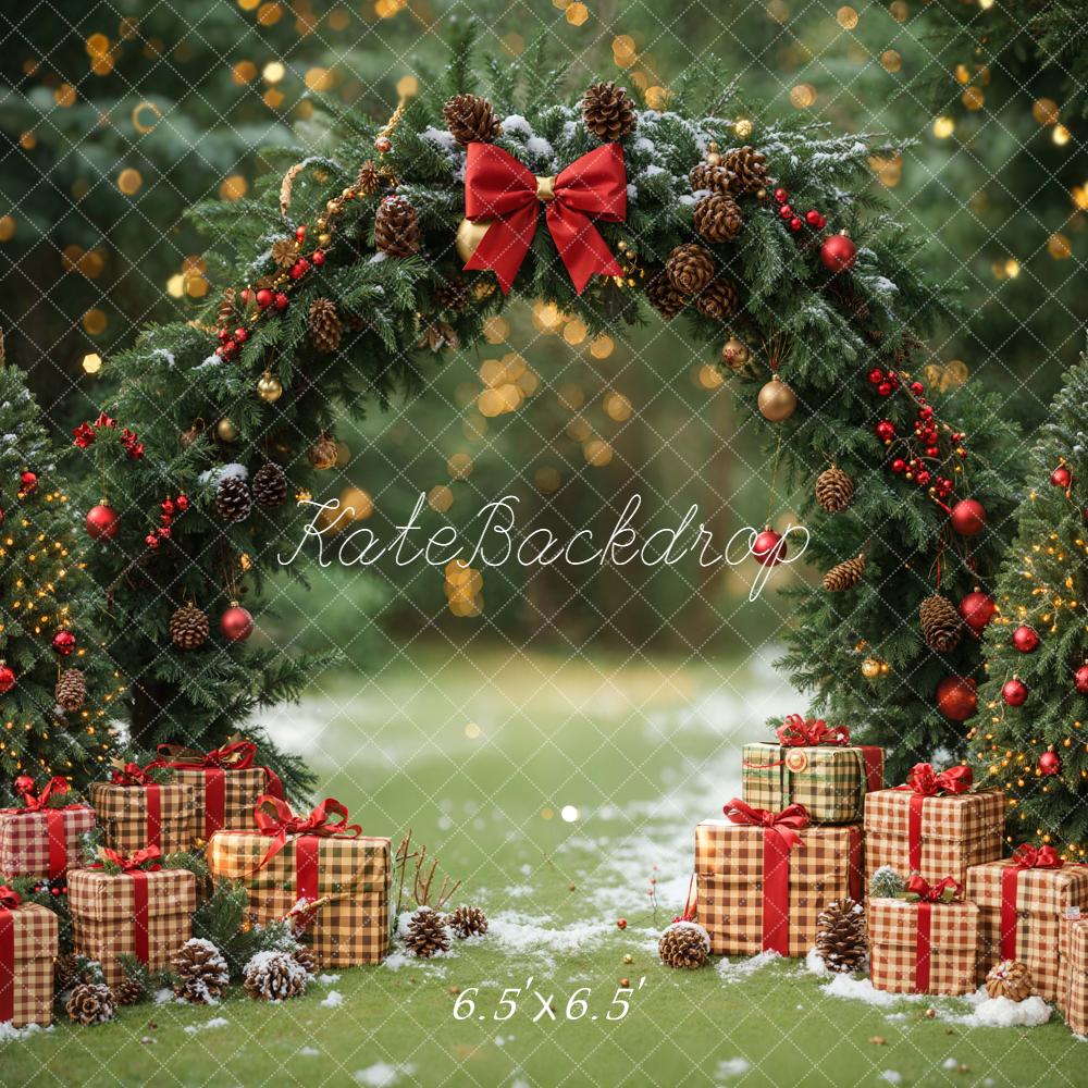 Kate Weihnachten Geschenkboxen Tannenbogen Wald Hintergrund Entworfen von Emetselch - Kate Backdrop.de