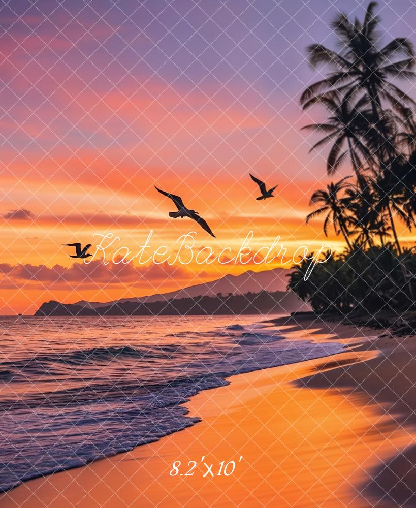 Kate Sommer Strand Palmen Sonnenuntergang Hintergrund Entworfen von Emetselch - Kate Backdrop.de