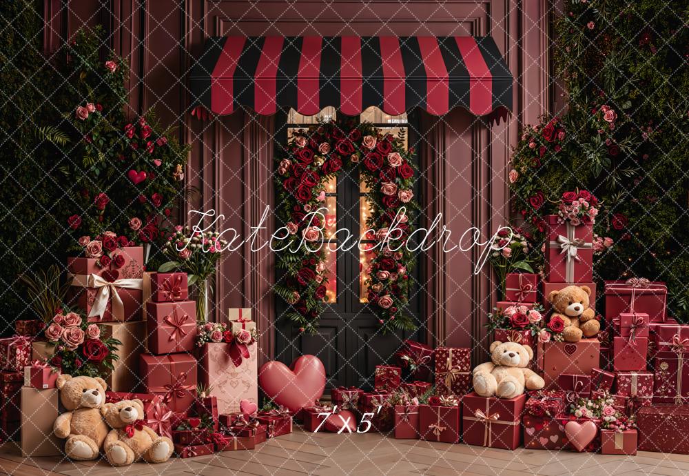 Kate Valentinstag Geschenke Rosen Bären Rot Hintergrund Entworfen von Emetselch