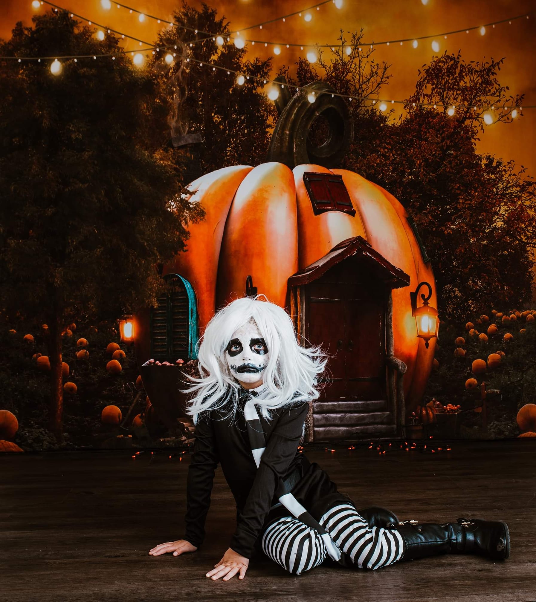 Kate Herbst Kürbis Hintergrund Halloween Lichter für Fotografie - Kate Backdrop.de