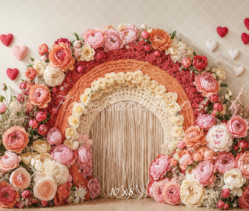 Kate Valentinstag Blumen Bogen Romantik Fleece Hintergrund Entworfen von Emetselch
