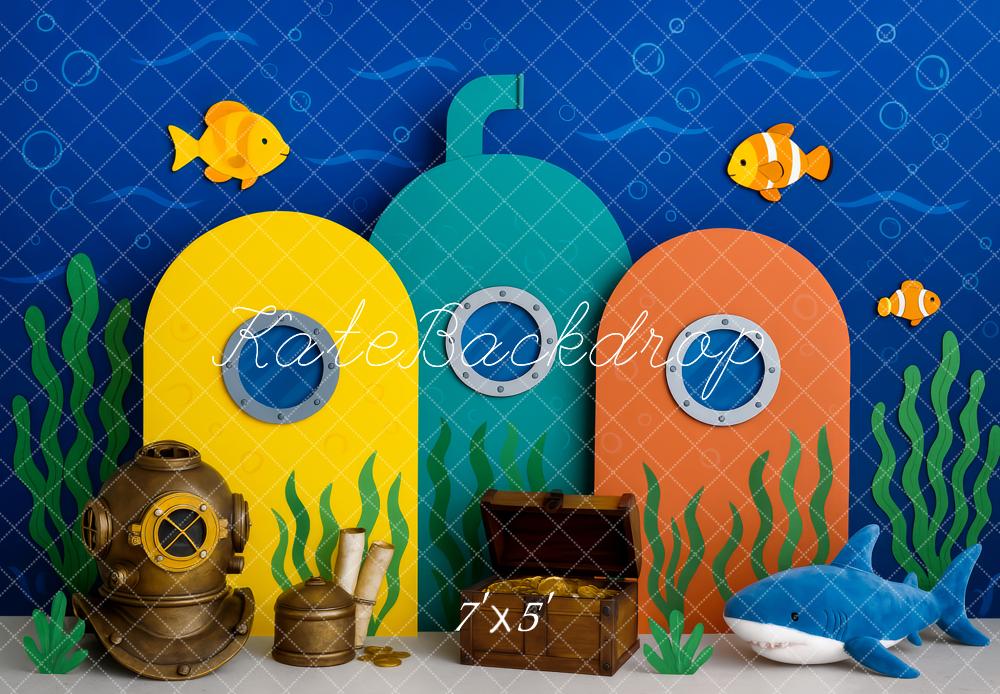 Kate Unterwasser Uboot Fische Bunt Hintergrund Entworfen von Patty Roberts - Kate Backdrop.de