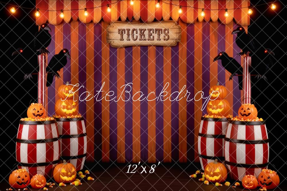 Kate Halloween Zirkus Kürbisse Raben Hintergrund Entworfen von Patty Roberts - Kate Backdrop.de