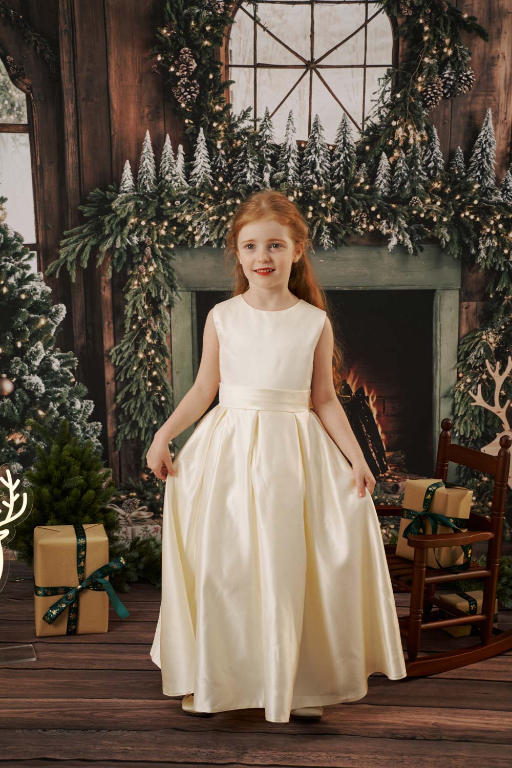 Kate Einfaches Champagnerkleid für Kinder - Kate Backdrop.de