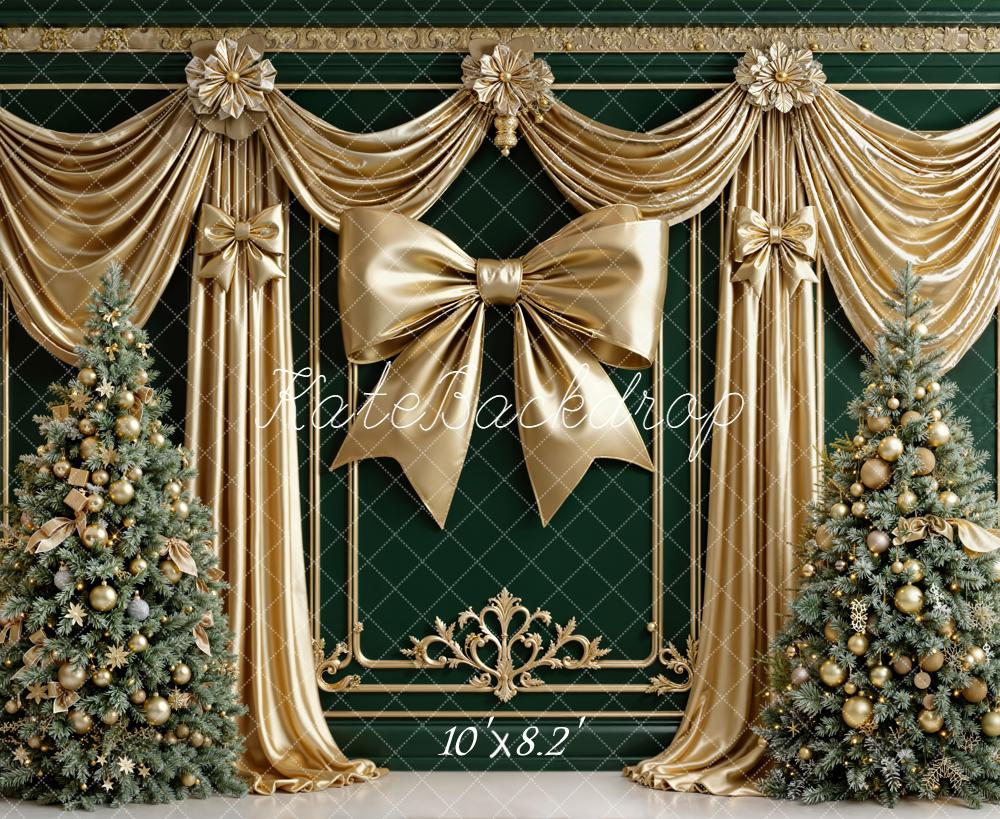 Kate Weihnachten Gold Schleife Tannenbaum Hintergrund Entworfen von Emetselch - Kate Backdrop.de