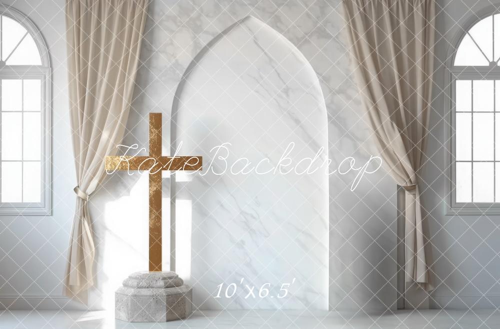 Kate Kirche Kreuz Fenster Marmor Hintergrund Entworfen von Mini MakeBelieve