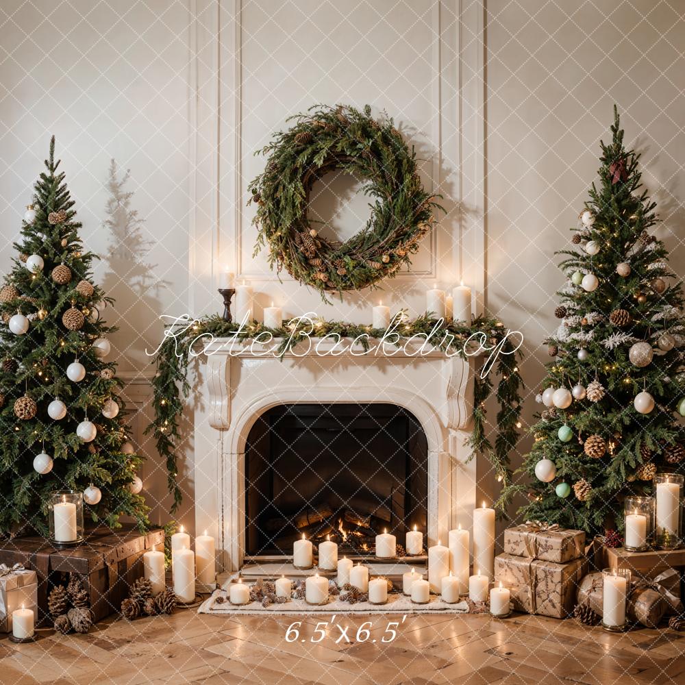 Kate Weihnachten Kamin Weihnachtsbaum Kranz Hintergrund Entworfen von Emetselch