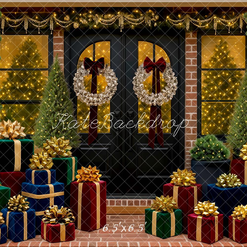 Kate Weihnachten Geschenke Tür Girlande Hintergrund Entworfen von Mini MakeBelieve - Kate Backdrop.de