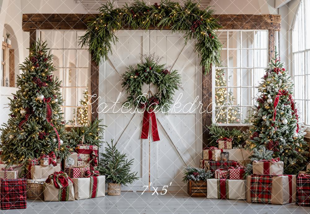 Kate Weihnachten Geschenke Tannenbaum Rustikal Hintergrund Entworfen von Emetselch