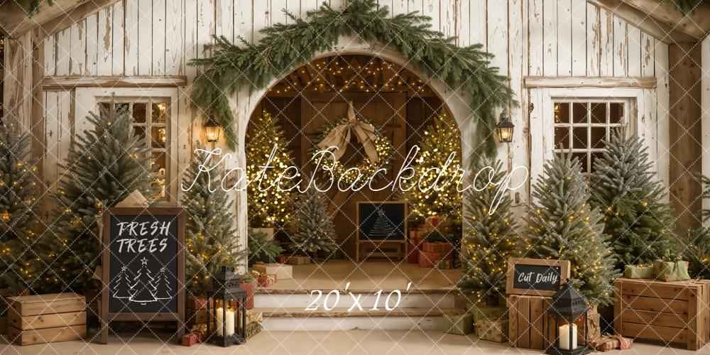 Kate Weihnachten Tannenbäume Lichter Rustikal Hintergrund Entworfen von Emetselch - Kate Backdrop.de