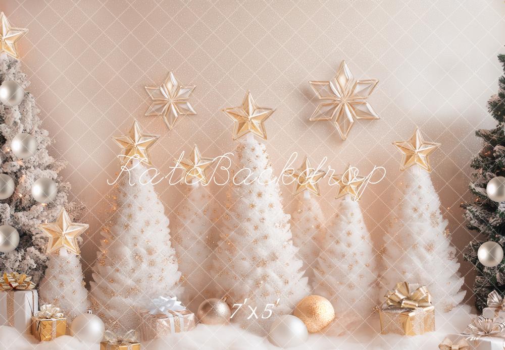Kate Weihnachten Tannenbäume Sterne Gold Hintergrund Entworfen von Mini MakeBelieve - Kate Backdrop.de
