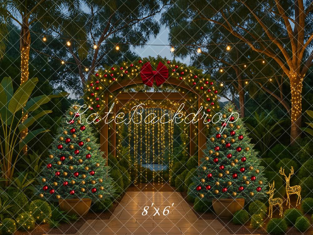 Kate Weihnachten Garten Bogen Lichter Hintergrund Entworfen von Mini MakeBelieve - Kate Backdrop.de