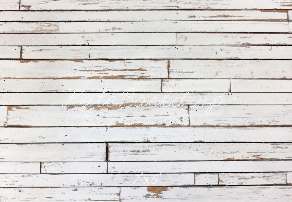 Kate Holz Bretter Shabby Weiß Hintergrund Entworfen von Patty Roberts - Kate Backdrop.de