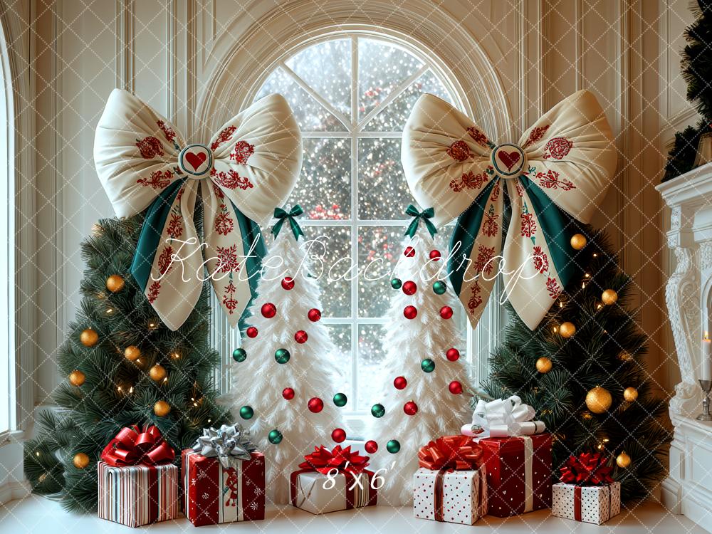 Kate Weihnachten Geschenke Tannenbäume Schleifen Hintergrund Entworfen von Mini MakeBelieve - Kate Backdrop.de