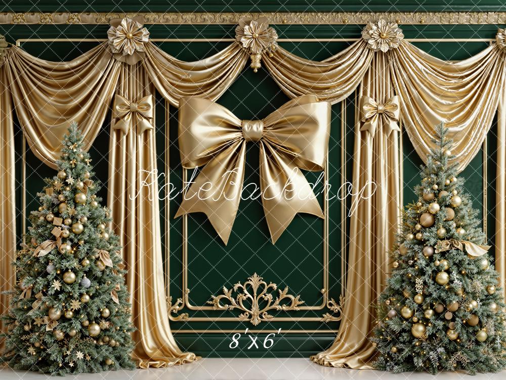 Kate Weihnachten Gold Schleife Tannenbaum Hintergrund Entworfen von Emetselch - Kate Backdrop.de