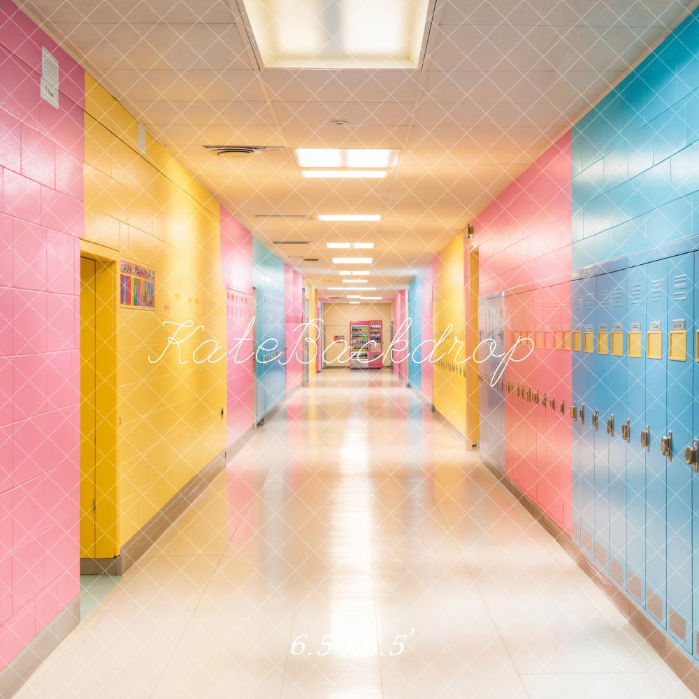 Kate Zurück Zur Schule Flur Spind Bunt Hintergrund Entworfen von Emetselch - Kate Backdrop.de
