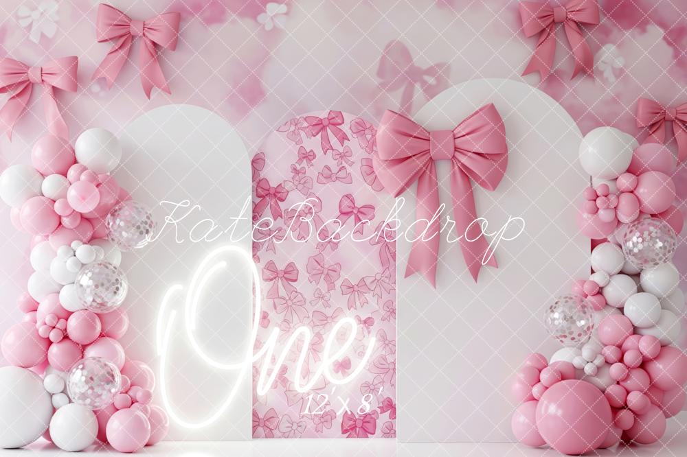 Kate Geburtstag Eins Schleifen Ballons Rosa Hintergrund Entworfen von Patty Roberts