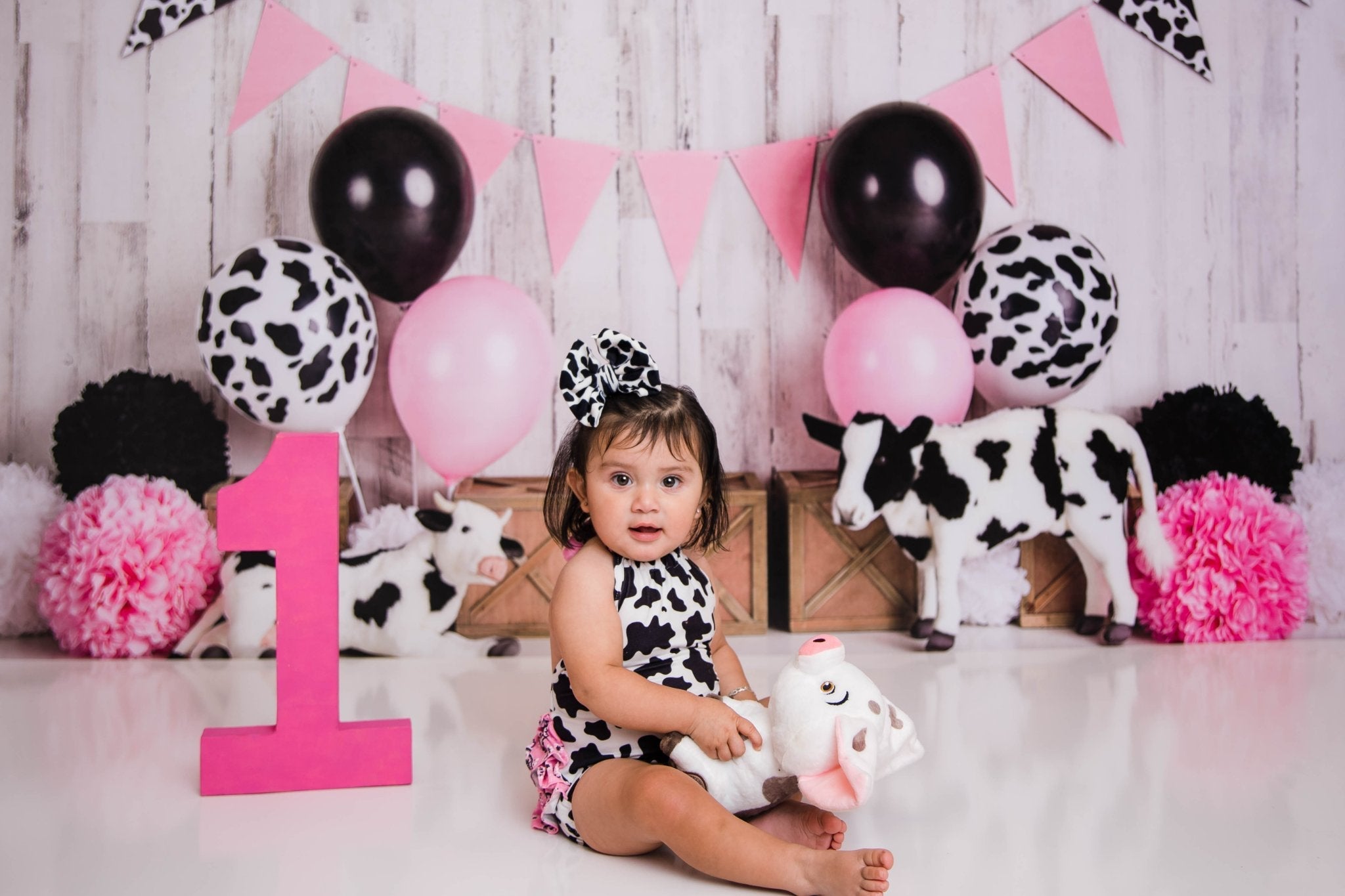 Kate Kuh Girly Geburtstag Kinder Fleece Hintergrund Entworfen von Mandy Ringe - Kate Backdrop.de
