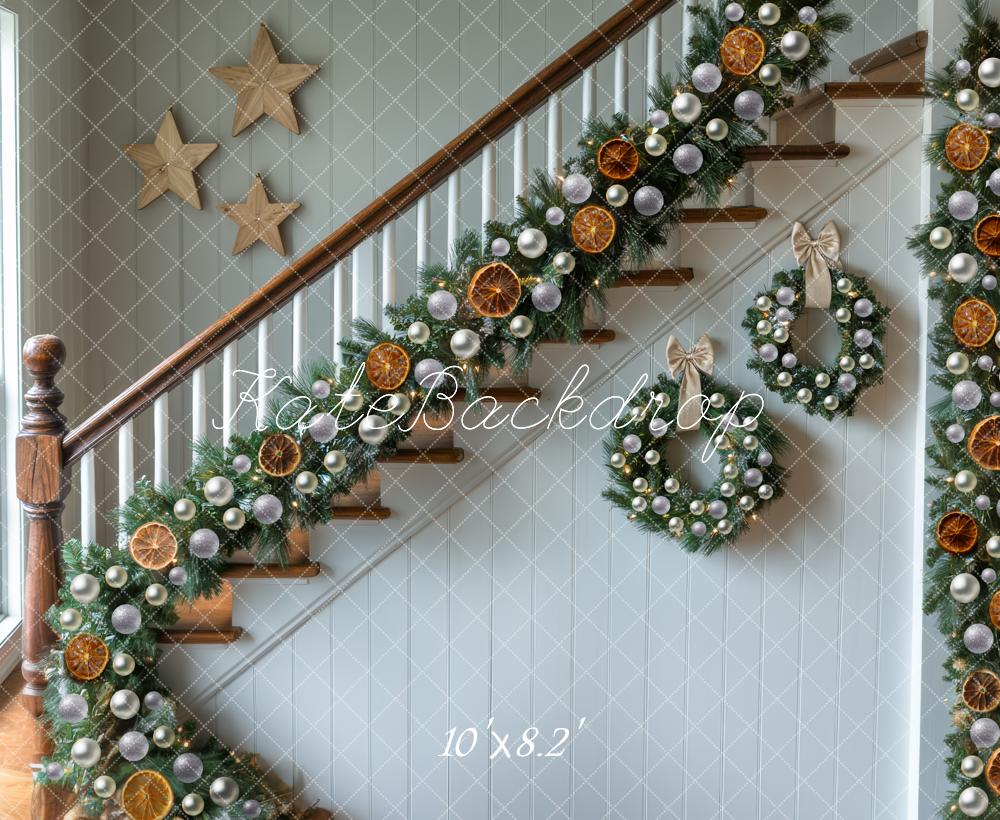 Kate Weihnachten Treppe Kranz Girlande Hintergrund Entworfen von Mini MakeBelieve - Kate Backdrop.de