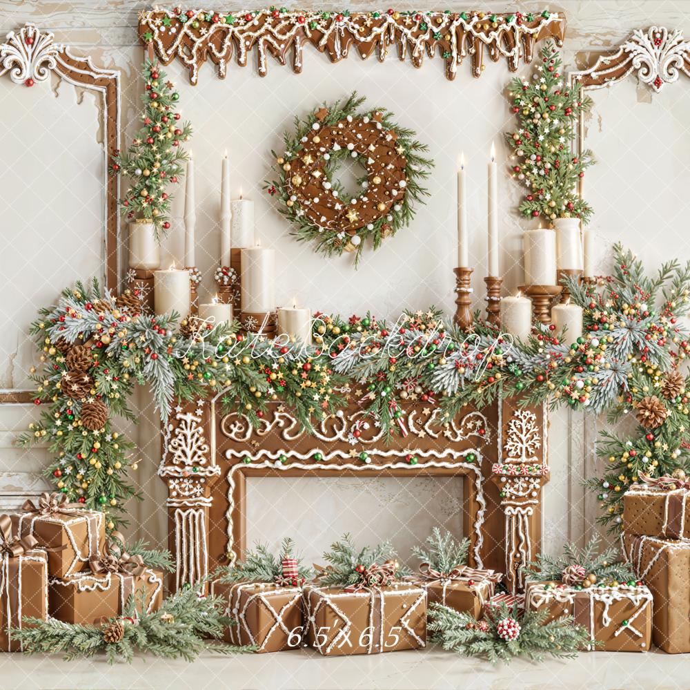 Kate Weihnachten Lebkuchen Kamin Vintage Hintergrund Entworfen von Emetselch - Kate Backdrop.de