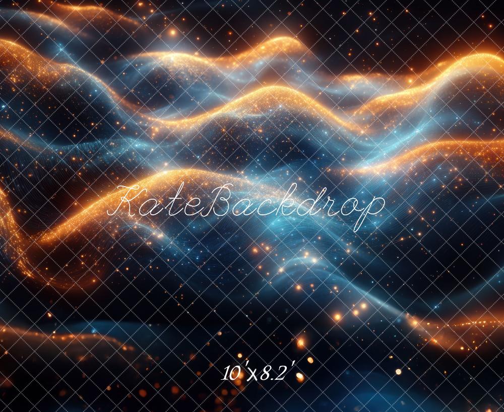 Kate Abstrakte Lichtwellen Blau Orange Hintergrund Entworfen von Mini MakeBelieve