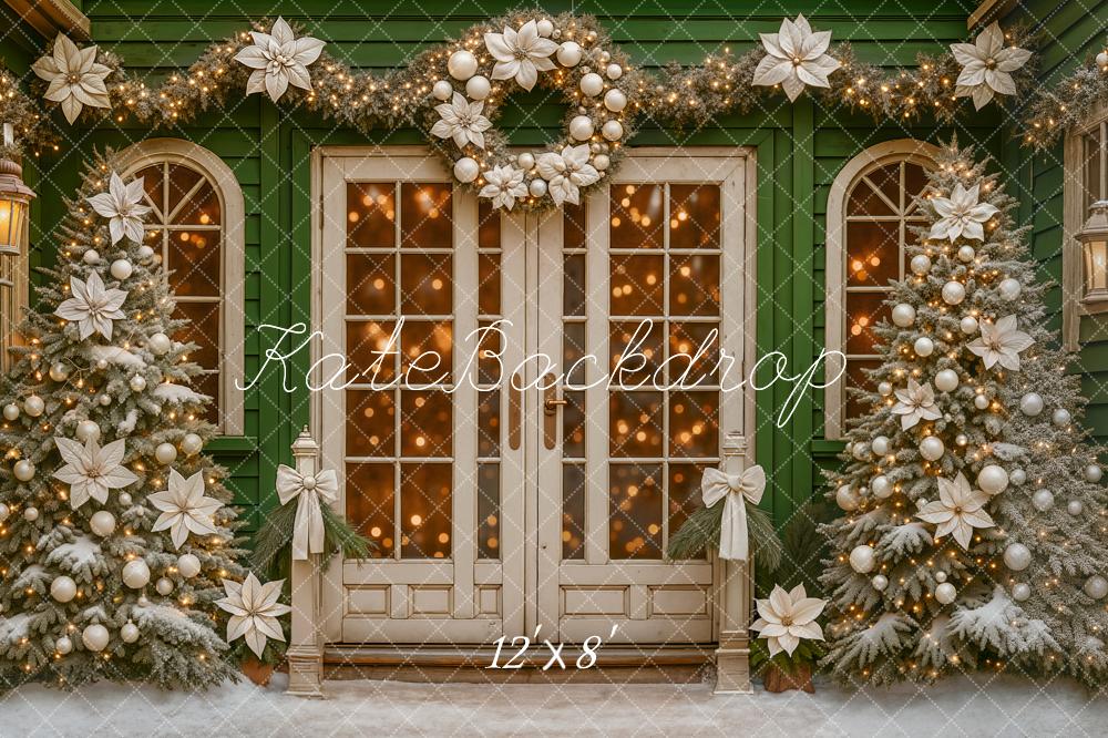 Kate Weihnachten Haus Tannenbaum Grün Hintergrund Entworfen von Ashley Paul