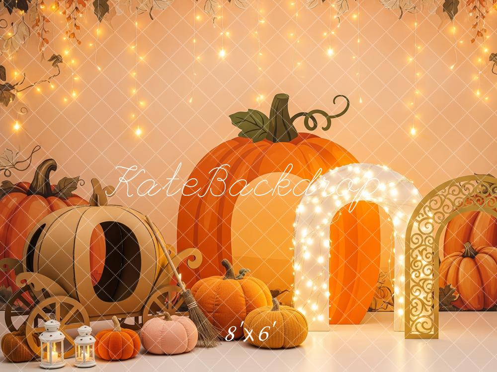 Kate Herbst Kürbis Kutsche Lichter Hintergrund Entworfen von Patty Roberts