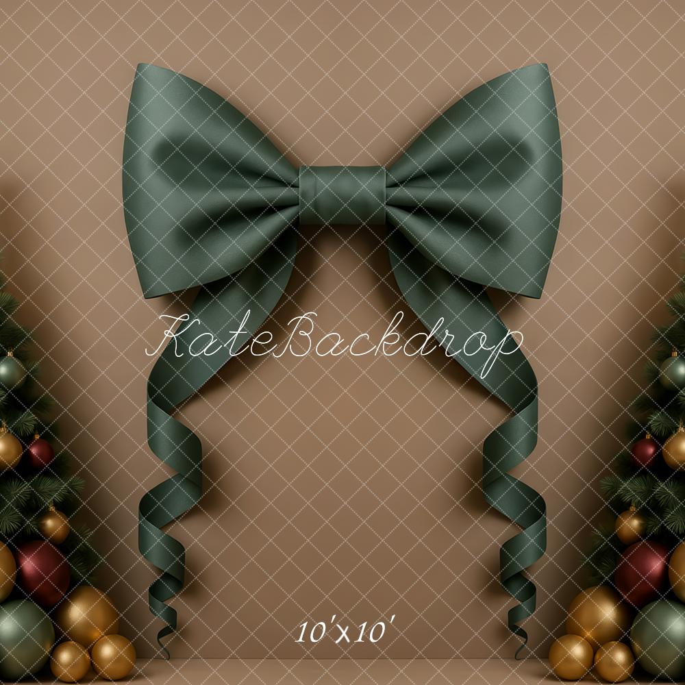 Kate Weihnachten Tannenbäume Schleife Braun Hintergrund Entworfen von Patty Roberts