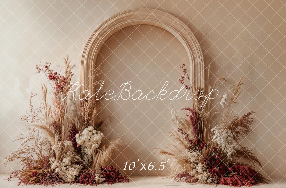 Kate Boho Bogen Pampasgras Beige Hintergrund Entworfen von Emetselch - Kate Backdrop.de