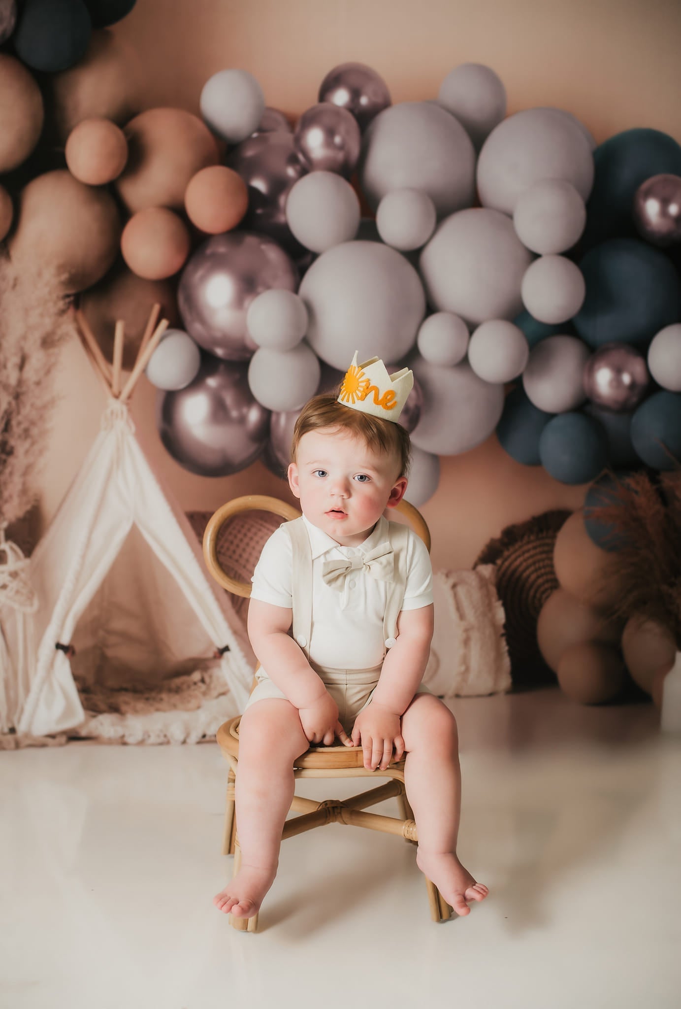 Kate Boho Ballons Zelt Matt Blau Fleece Hintergrund Entworfen von Mandy Ringe - Kate Backdrop.de
