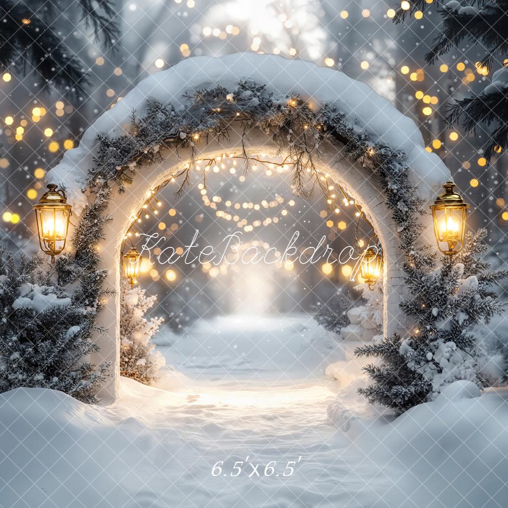 Kate Weihnachten Schnee Bogen Lichter Hintergrund Entworfen von Emetselch - Kate Backdrop.de