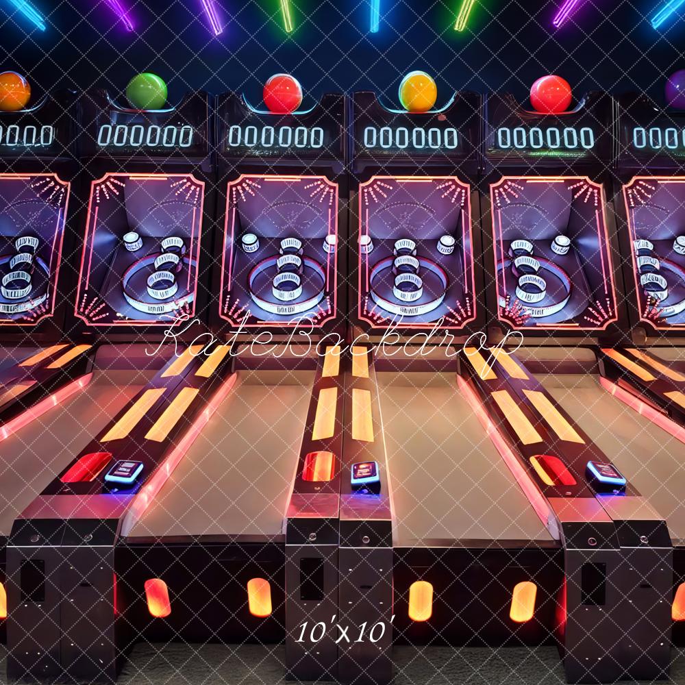 Kate Kirmes Skee Ball Neon Hintergrund Entworfen von Mini MakeBelieve - Kate Backdrop.de