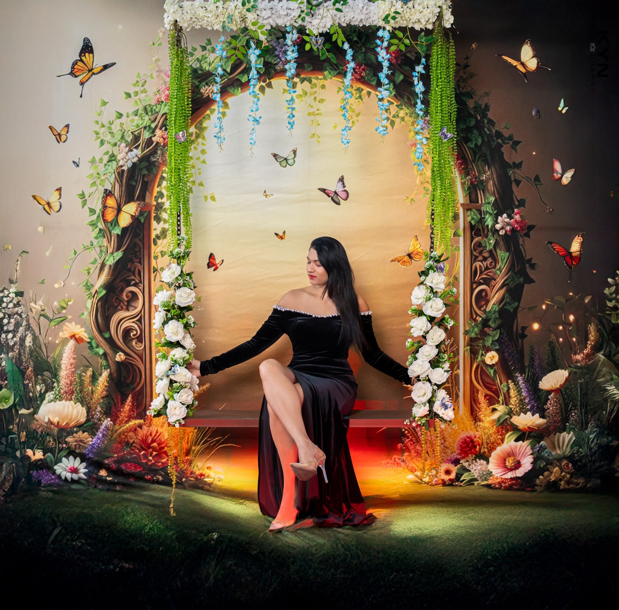 Kate Frühling Schmetterling Blume Bogen Gelbgelb Hintergrund Von Laura Bybee - Kate Backdrop.de