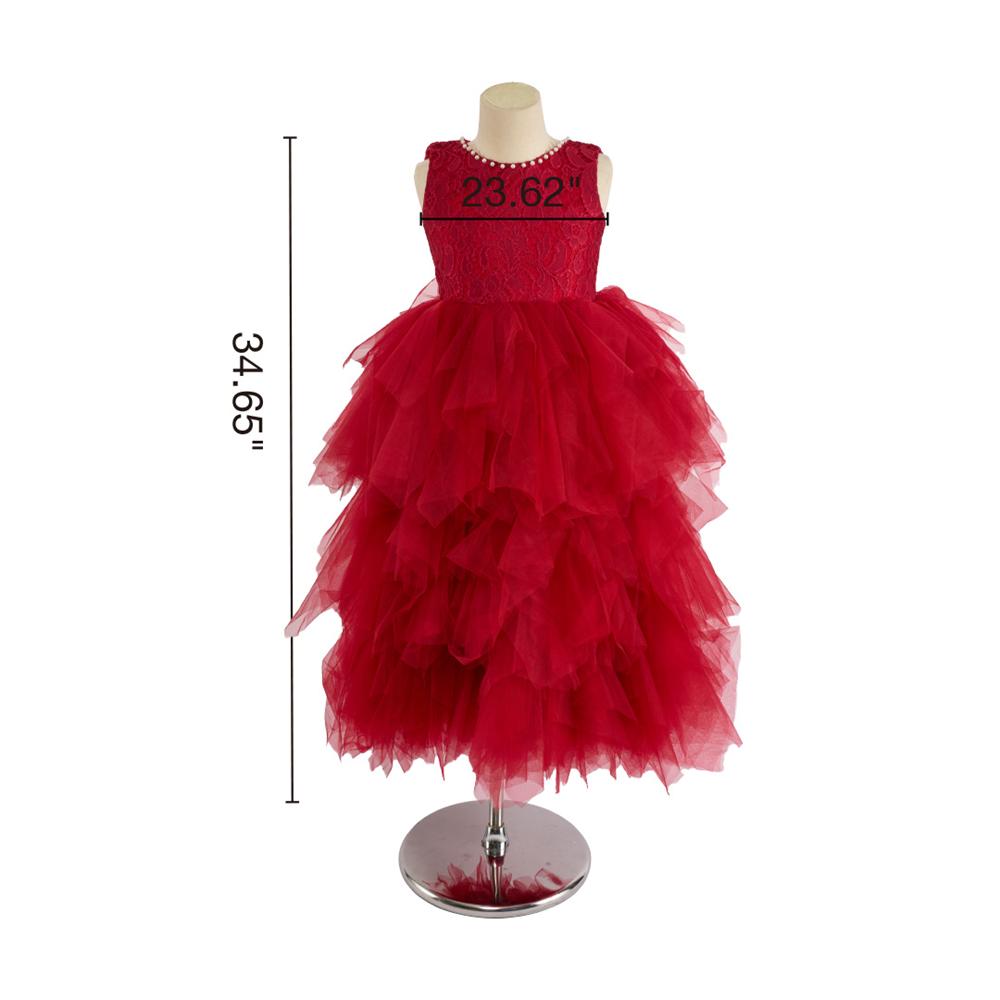 Kate Rotes Perlenkragen-Puffkleid für Kinder - Kate Backdrop.de