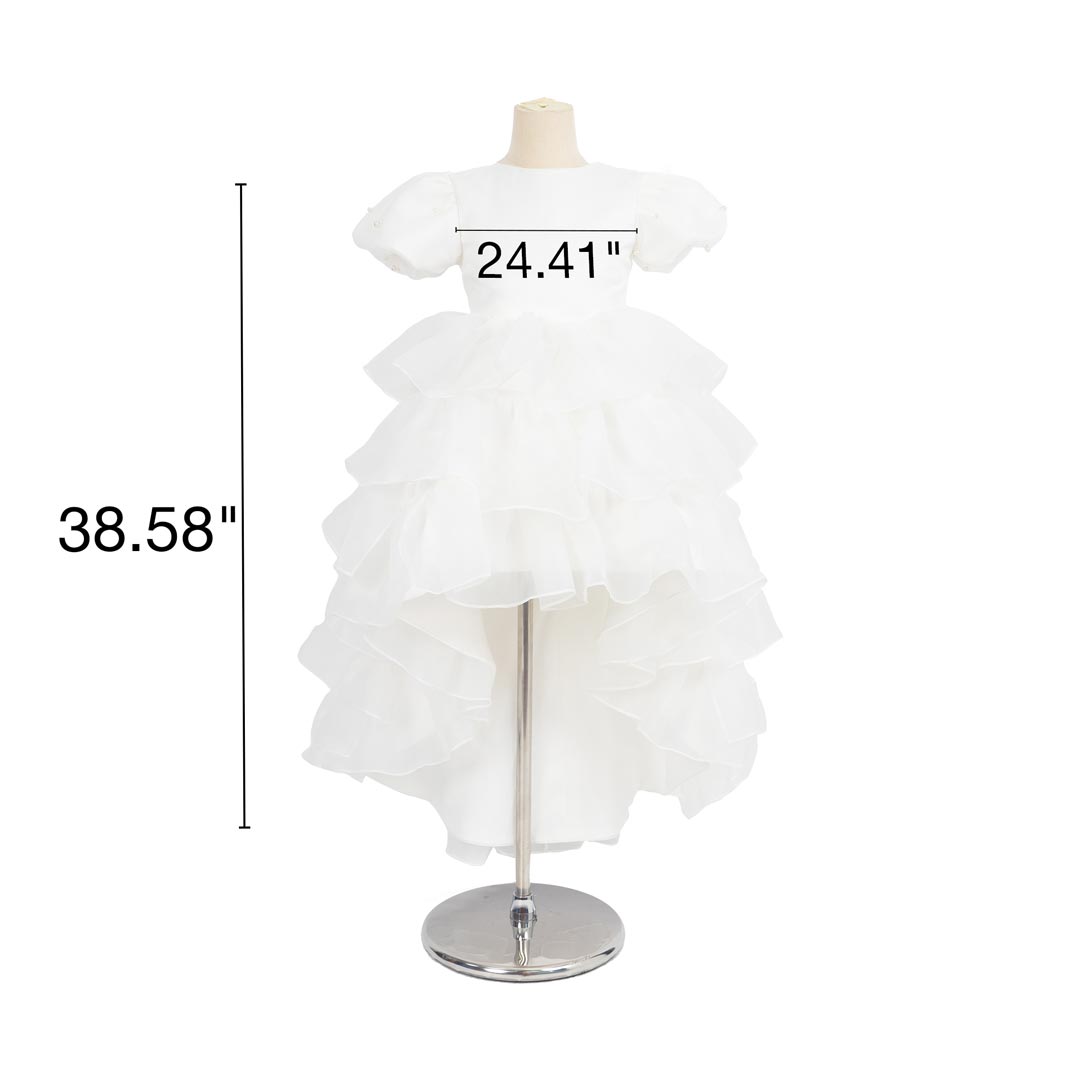 Kate Reinweißes, langes Kinderkleid aus Netzstoff mit Perlen-Haarband - Kate Backdrop.de