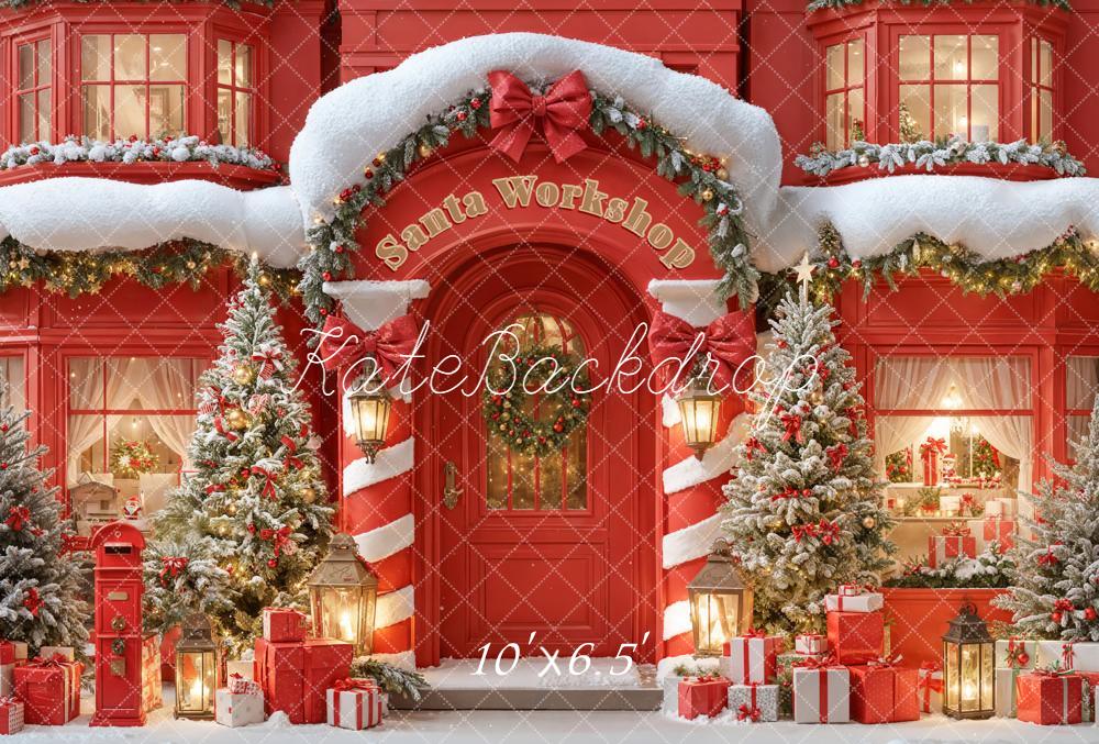 Kate Weihnachten Werkstatt Geschenke Rot Fleece Hintergrund Entworfen von Emetselch - Kate Backdrop.de