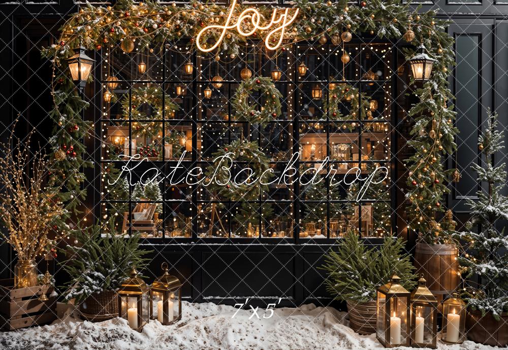 Kate Weihnachten Fenster Girlande Lichter Hintergrund Entworfen von Emetselch - Kate Backdrop.de