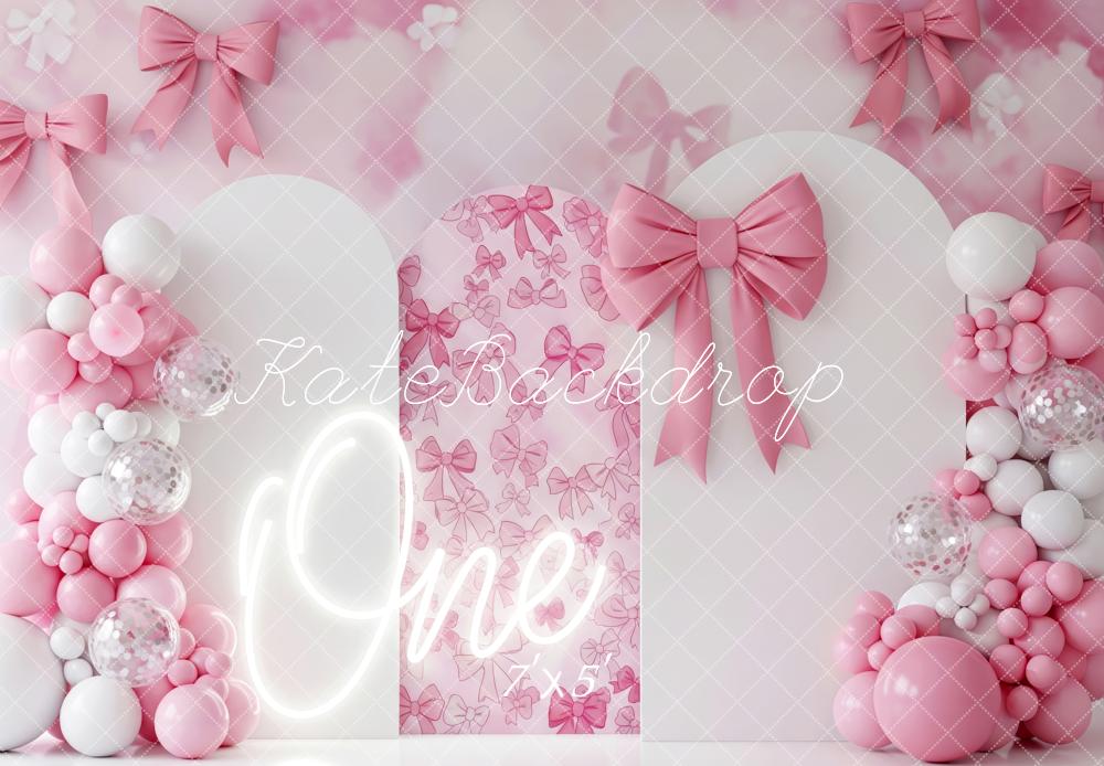 Kate Geburtstag Eins Schleifen Ballons Rosa Hintergrund Entworfen von Patty Roberts