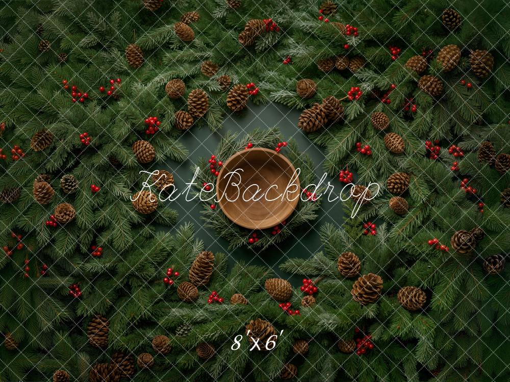 Kate Weihnachten Tannenzweige Kiefernzapfen Kranz Hintergrund Entworfen von Chain - Kate Backdrop.de