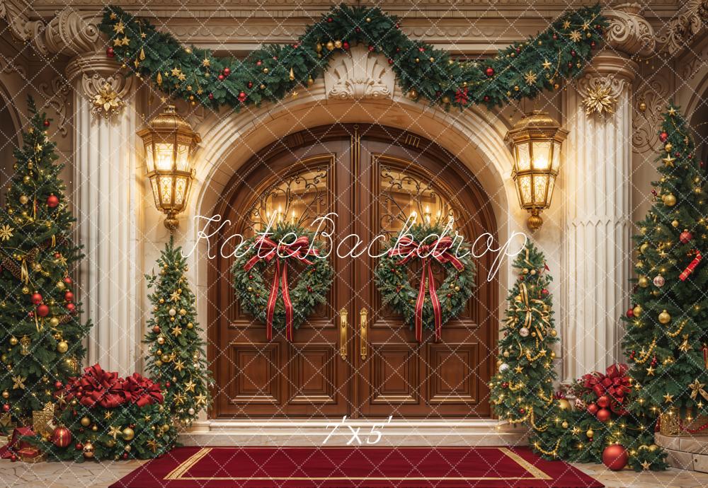 Kate Weihnachten Eingang Girlande Bäume Hintergrund Entworfen von Emetselch
