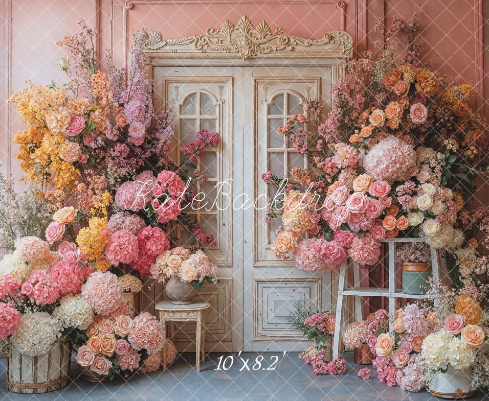 Kate Blumen Tür Vintage Rosa Fleece Hintergrund Entworfen von Emetselch - Kate Backdrop.de