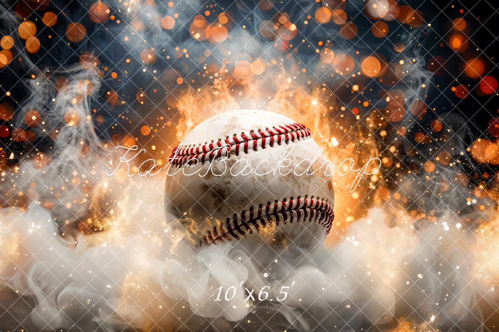 Kate Baseball Feuer Rauch Orange Hintergrund Entworfen von Emetselch - Kate Backdrop.de